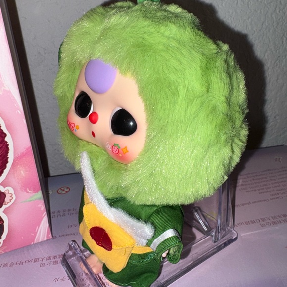 Baby Three Green Plush Keychain with Red Tag - Picture 7 of 7